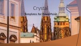  Presentation with prague - Theme consisting of prague-castle-illuminated background and a light blue colored foreground