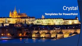  Presentation with czech republic - Presentation design featuring prague castle with charles bridge background and a dark gray colored foreground
