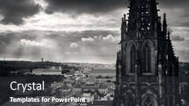 Presentation with candy castle - Colorful theme enhanced with prague-castle-with-saint-vitus backdrop and a dark gray colored foreground