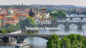  Presentation with tree river - Presentation design with prague-cityscape-in-summer-prague background and a gray colored foreground