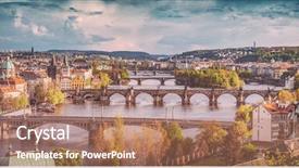  Presentation with prague - Beautiful presentation theme featuring prague czech republic bridges skyline backdrop and a coral colored foreground