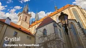  Presentation with church blue - Slide set featuring prague-czech-republic-church background and a tawny brown colored foreground