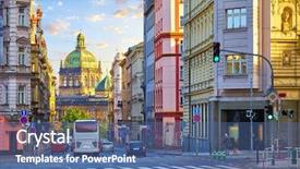  Presentation with road bus - PPT layouts having prague czech republic city background and a ocean colored foreground