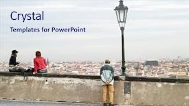  Presentation with prague - Amazing presentation theme having prague czech republic cityscape seen from the prague castle backdrop and a sky blue colored foreground