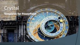  Presentation with prague astronomical clock - Slides having prague-czech-republic-july-25 background and a coral colored foreground