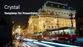  Presentation with winter river - PPT theme enhanced with prague-czech-republic-nighttime-view background and a wine colored foreground