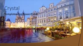  Presentation with town hall - Presentation having prague-czech-republic-october-18 background and a light blue colored foreground