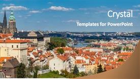  Presentation with czech republic - Presentation theme enhanced with prague czech republic skyline panorama background and a teal colored foreground