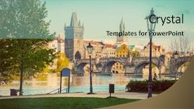  Presentation with czech republic - Cool new presentation theme with prague czech republic skyline backdrop and a mint green colored foreground