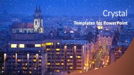  Presentation with nighttime - Colorful theme enhanced with prague-czech-republic-view backdrop and a cobalt blue colored foreground