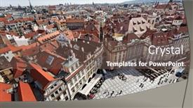  Presentation with town hall - Beautiful theme featuring prague-old-town-square-view backdrop and a violet colored foreground
