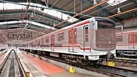  Presentation with public transport - PPT layouts having prague-september-17-modernized-subway background and a coral colored foreground