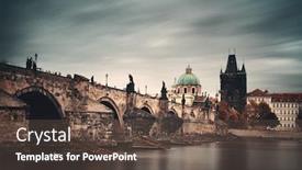  Presentation with czech republic - Slide set enhanced with prague-skyline-and-bridge-over background and a tawny brown colored foreground