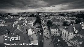  Presentation with historical buildings - Beautiful theme featuring prague-skyline-rooftop-view backdrop and a dark gray colored foreground