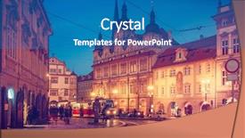  Presentation with public transport - Audience pleasing theme consisting of prague square with old tram backdrop and a teal colored foreground