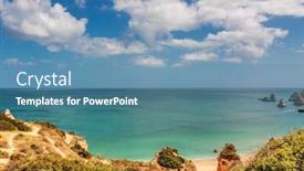  Presentation with algarve - Slide set with praia-da-dona-ana-beach background and a teal colored foreground