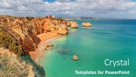  Presentation with beach - Slide set featuring praia-da-dona-ana-beach background and a ocean colored foreground