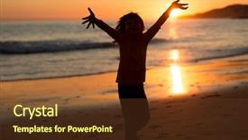  Presentation with girl running on the beach clouds - Amazing PPT layouts having praia da luz algarve portugal backdrop and a tawny brown colored foreground