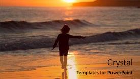  Presentation with sunset beach - Slide deck consisting of praia da luz algarve portugal background and a gold colored foreground