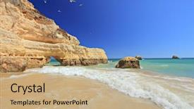  Presentation with algarve - PPT theme having praia da rocha beach in portimao algarve portugal background and a coral colored foreground