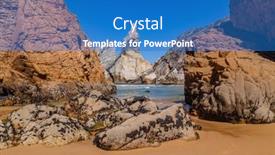  Presentation with beach party invitation - Presentation design with praia-da-ursa-ursa-beach background and a teal colored foreground