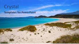  Presentation with doors to beach scene - Presentation design having praia-de-rodas-beach background and a light blue colored foreground