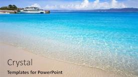  Presentation with doors to beach scene - PPT theme having praia-de-rodas-beach background and a soft green colored foreground