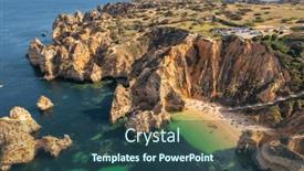  Presentation with algarve - PPT theme featuring praia-do-camilo-beach-near background and a ocean colored foreground