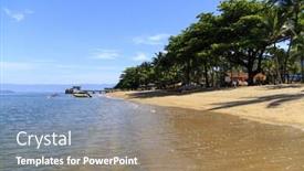 Presentation with beach - Slide set consisting of praia-do-pereque-pereque-s background and a coral colored foreground