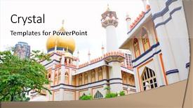  Presentation with singapore heritage - Presentation having praide worship - jalan sultan mosque muscat street background and a white colored foreground