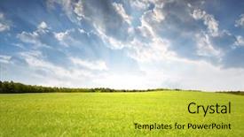  Presentation with spring - Beautiful presentation theme featuring prairie - sunset above the spring landscape backdrop and a  colored foreground