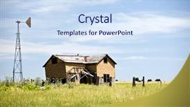  Presentation with abandoned - Presentation theme consisting of prairie architecture - abandoned house in a field background and a  colored foreground