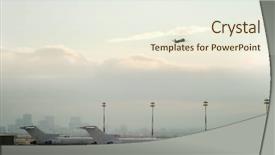  Presentation with airport - Slide set having prairie architecture - airplane taking background and a sky blue colored foreground