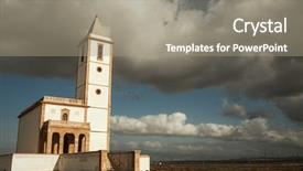  Presentation with church blue - PPT layouts consisting of prairie architecture - amazing clouds in the blue background and a gray colored foreground