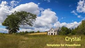  Presentation with architecture old - Cool new PPT theme with prairie architecture - derelict house and old tree backdrop and a tawny brown colored foreground