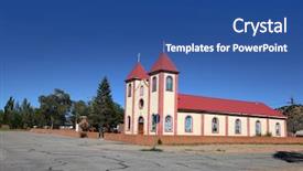  Presentation with colorado - Colorful PPT theme enhanced with prairie architecture - historic church near montrose colorado backdrop and a ocean colored foreground