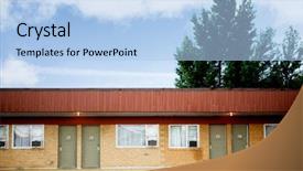  Presentation with parking lot - Beautiful PPT theme featuring prairie architecture - old retro hotel and parking backdrop and a light blue colored foreground