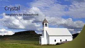  Presentation with old crumpled paper violence against women - Audience pleasing PPT layouts consisting of prairie architecture - old wooden church backdrop and a light blue colored foreground