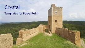  Presentation with tower air trafik control - Colorful PPT theme enhanced with prairie architecture - san cristobal tower in daroca backdrop and a sky blue colored foreground