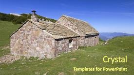  Presentation with landscape architecture - Amazing PPT layouts having prairie architecture - stone cottage in an idyllic backdrop and a tawny brown colored foreground