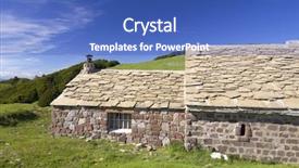  Presentation with landscape architecture - Colorful theme enhanced with prairie architecture - stone cottage in an idyllic backdrop and a teal colored foreground