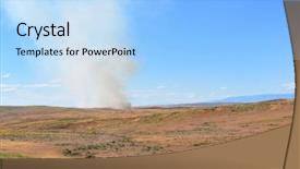  Presentation with wildland fire - Beautiful presentation theme featuring prairie fire in wyoming smoke backdrop and a light blue colored foreground