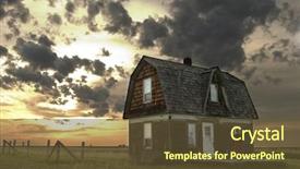  Presentation with old house - Presentation design enhanced with prairie landscape with an old background and a tawny brown colored foreground