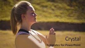  Presentation with obstacle course - Presentation design with praise park - beautiful woman praising yoga background and a  colored foreground