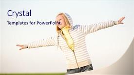  Presentation with flight - Amazing presentation theme having praise park - happy girl flight in sky backdrop and a  colored foreground