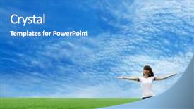  Presentation with field - Beautiful presentation theme featuring praise park - happy young girl on field backdrop and a  colored foreground