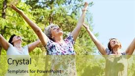  Presentation with aged - Presentation having praise park - portrait of three aged women background and a yellow colored foreground