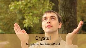  Presentation with summer outdoor bbq grill party - Presentation having praise park - young man prays outdoor background and a yellow colored foreground