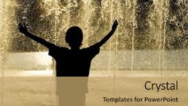  Presentation with open tomb - PPT theme consisting of praise thankfulness - boy with arms open thankfully background and a coral colored foreground