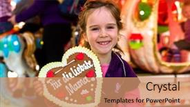  Presentation with heart in child - PPT theme featuring praise thankfulness - child with gingerbread heart background and a coral colored foreground